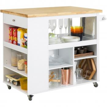 Desserte de cuisine sur roulettes en bois avec étagères, 108x60x90 cm, meuble de rangement multifonctionnel