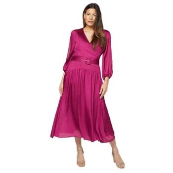 Woven Raspberry Wrap Midi Dress – Size 10 (Wallis)