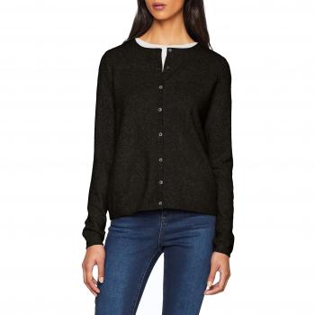 En ambos casos, el producto es una chaqueta o cardigan de punto para mujer, en color negro. La primera opción incluye detalles adicionales sobre el tejido (melange) y la talla del fabricante (small)