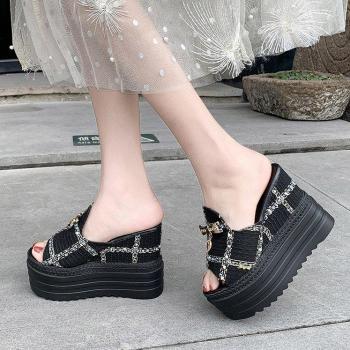Tongs d'été à talons compensés pour femmes, sandales de plage 2022