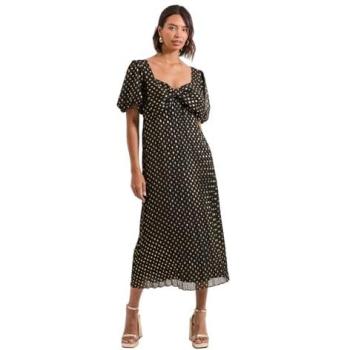 DP Luxe Bow Front Metallic Midaxi Dress for Her – Black, 14