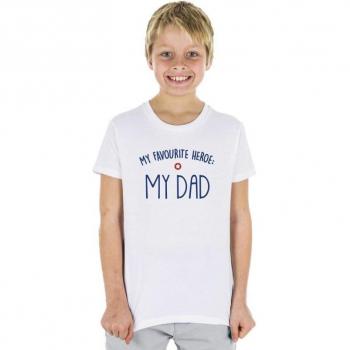 Camiseta para Niños Mi Súper Héroe: Papá en Blanco