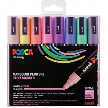 Set de 8 Marqueurs PC5M Pointe conique moyenne Couleurs pastel