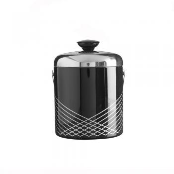 Sleek Black Lacquer Steel Bucket – 19.1 × 19.1 × 33.4 cm