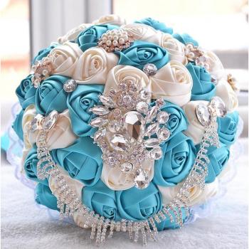 Ramo de Novia Bling en Rosa Púrpura con Cuentas y Cristales