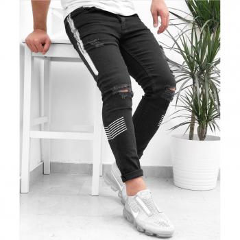 Pantalon denim homme MKASS coupe droite déchiré