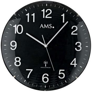 Schwarze AMS Funkwanduhr F5959 – 32 cm Rundmaß