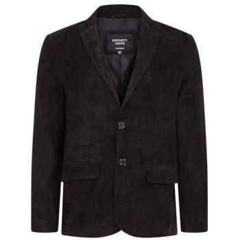 Somero Men's Slim Goat Suede Blazer, Black, Medium