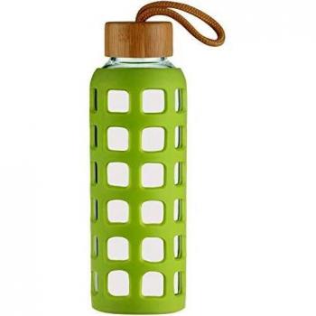 Bouteille en Verre avec Manchon en Silicone et Couvercle en Bambou 660 ML