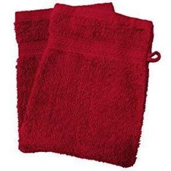 Soleil d'ocre 421101 Douceur Lot de 2 Gants de Toilette Coton Rouge 21 x 16 cm