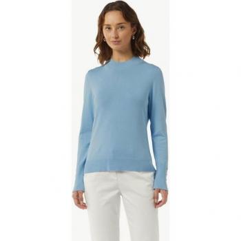 Gerippter Abschluss Damenpullover – Blau, 34