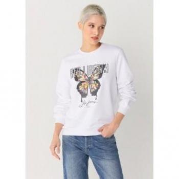 LOIS JEANS Sudadera blanca cuello caja