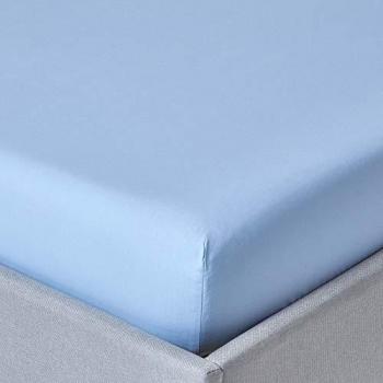 Drap-housse bleu 90x190 cm 200 fils en coton égyptien