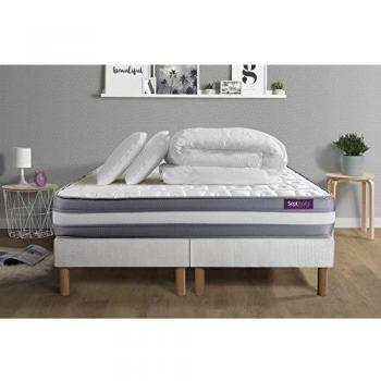 Ensemble Matelas et Sommier Memo Plus 160x200 avec Oreillers Inclus