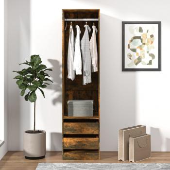 Engineered Wood Wardrobe in Smoked Oak from Vidaxl, Includes Drawers (50x50x200 cm)