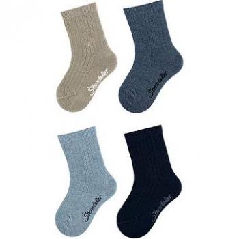 Set di Calzini a Costine Blu Melange 4 Pezzi