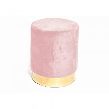Pouf Salotto Imbottito Rosa Antico Modello Cilindro