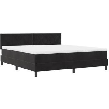 Box Spring Super King con Materasso Nero in Velours