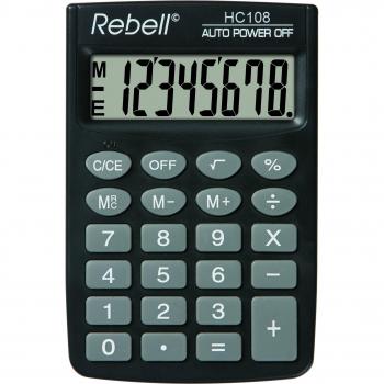 Rebell RE-HC108 Taschenrechner, 8-stelligem LCD Display und dreifacher Speicherfunktion, schwarz