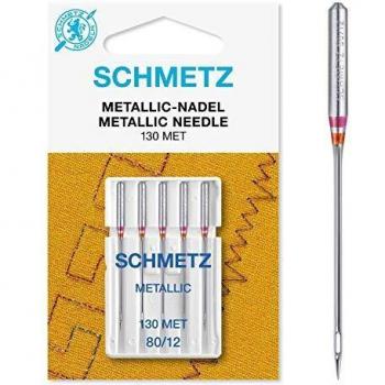 Pack de 5 aiguilles Schmetz 130 MET, 80/12 – fil métallique argenté