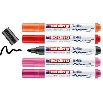 Edding 4500 Textilmarker Set 5 Stück Rundspitze 2-3 mm