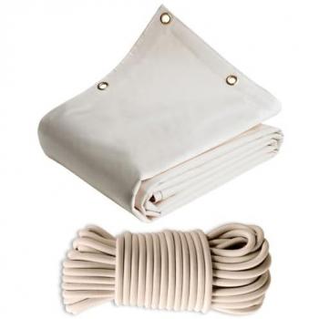 Toile de Pergola Prête à Poser 3x4 m Blanc Crème + Sandow Ivoire 20m