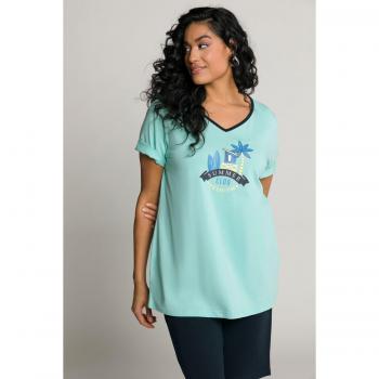 Pigiama corto, Summer Club, scollo a cuore, mezze maniche, Donna, Turchese, Taglia: 52/54, Cotone, Ulla Popken