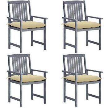 VidaXL 4-Piece Grey Patio Chair Set with Cushions