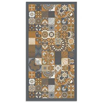 Tapis PVC carrés ciment orange 80×200 cm – cuisine & salon