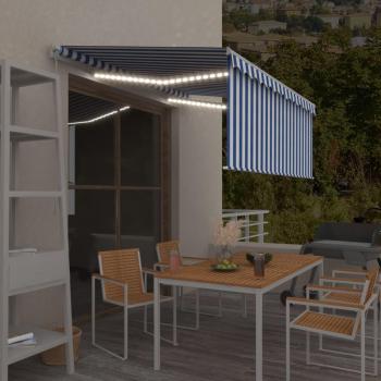 LED‑Backlit Retractable Awning 3×2.5 m (Manual) – Blue & White Edition