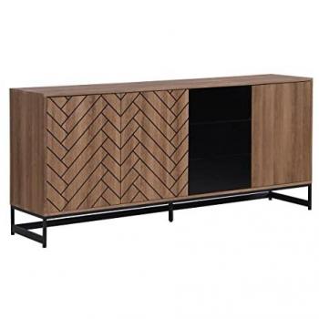 Cassettiera a 3 ante e 3 cassetti MDF Colorazione Naturale e Nero Design Caratana