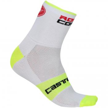 Calcetines Castelli Rossocorsa 6 Ciclismo 2018 Blanco-Amarillo Fluorescente