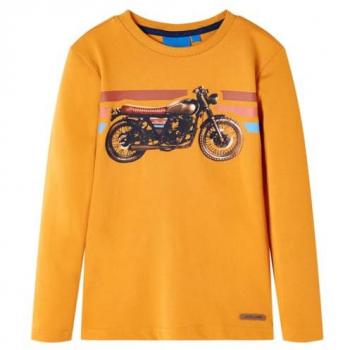 Camiseta de manga larga con estampado de moto para niños color ocre 104