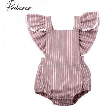 Body rayé imprimé volants manches courtes bébé 0-24M