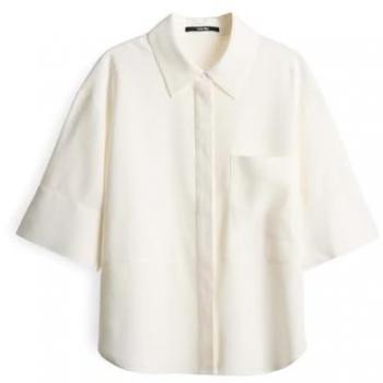 ZERAL Someday Kurzarmbluse – Creme, Damen, Größe 40