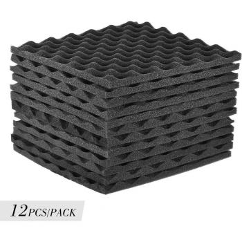 Red Studio Soundproofing Foam Panels, 30x30cm/12x12in, Set of 12