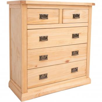 Lucca Brown Brass Drop Handle 5-Drawer Chest