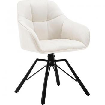 Silla Ergonómica de Terciopelo para Comedor en Color Crema