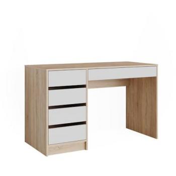 Tavolo da trucco Sherry, Bianco/Sonoma, 120 cm con specchio e cassetti