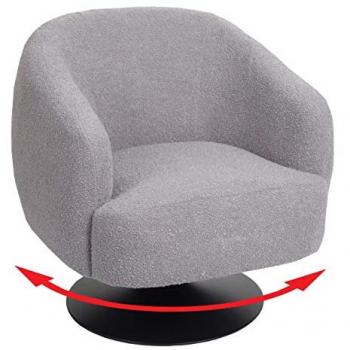 HWC‑J76 Metallsessel mit drehbarem Sitz – Bouclé Hellgrau