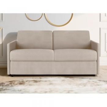 Canapé Économique 3 Places – Beige en Tissu, 140 cm de couchage, 14 cm de matelas – CALIFE