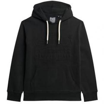 Embossed V‑L Graphic Hoodie in Jet Black – Superdry L