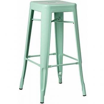 Sgabelli Alti Verde Menta per Bar Stile Industriale Pack da 4