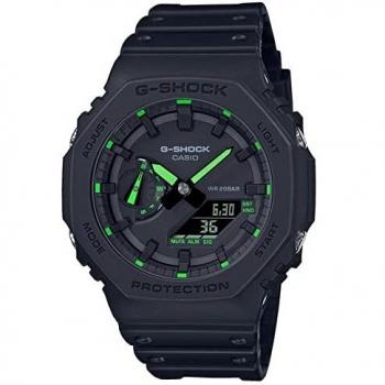 Casio G-Shock GA-2100-1A3ER Men's Black Resin Watch with Neon Green Index