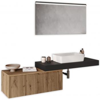Mueble de baño AQA DESIGN 4 piezas Antracita/Roble