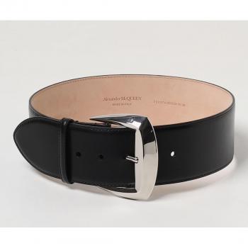 McQueen Signature Silver Buckle Belt – 80 cm (Women)