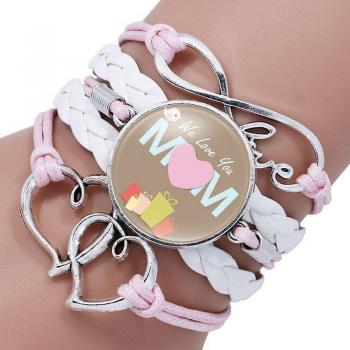 Bracelet en cuir tressé Maman Formidable avec lettres en verre