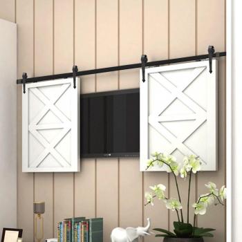 Double Door Arrow-Shaped Mini Cabinet Sliding Barn Door Hardware (24 to 72)