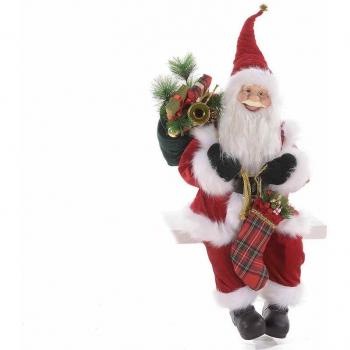 Pupazzo Natalizio di Babbo Natale con Abbigliamento Pannoso e Pelliccia Finta – Decorazione Commerciale