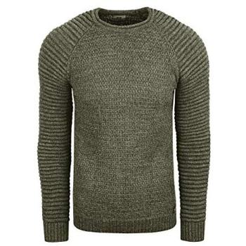 Rusty Neal Herren Strickpullover – Größe S – Khaki – Grobstrick – Rundhals – Biker‑Stil